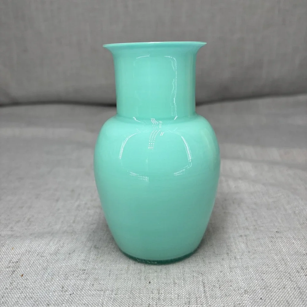 Carlo Moretti Murano Glass Vase Turquoise Blue 2 Color Made In Italy MCM 5